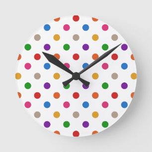 Horloge Ronde Conception de points colorés arc-en-ciel de couleu
