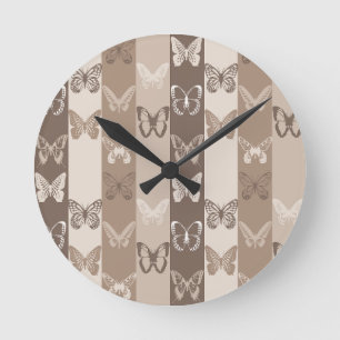 Horloge Ronde Conception de rayures de papillon de terre neutre