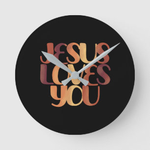 Horloge Ronde Conception de typographie chrétienne Jésus aime 