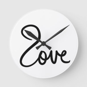 Horloge Ronde Conception de typographie de mot "amour" minimalis