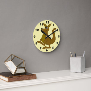 Horloge Ronde Conception Kangourou Brun