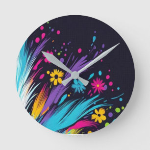Horloge Ronde Conception Rétro sur un Mur de Style des Années 70