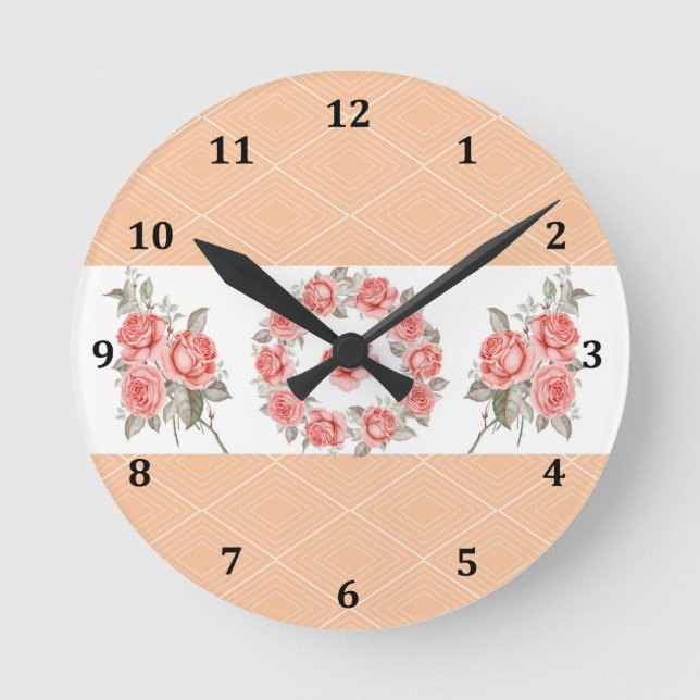 Horloge Ronde Conception Rose et Carré (Recto)