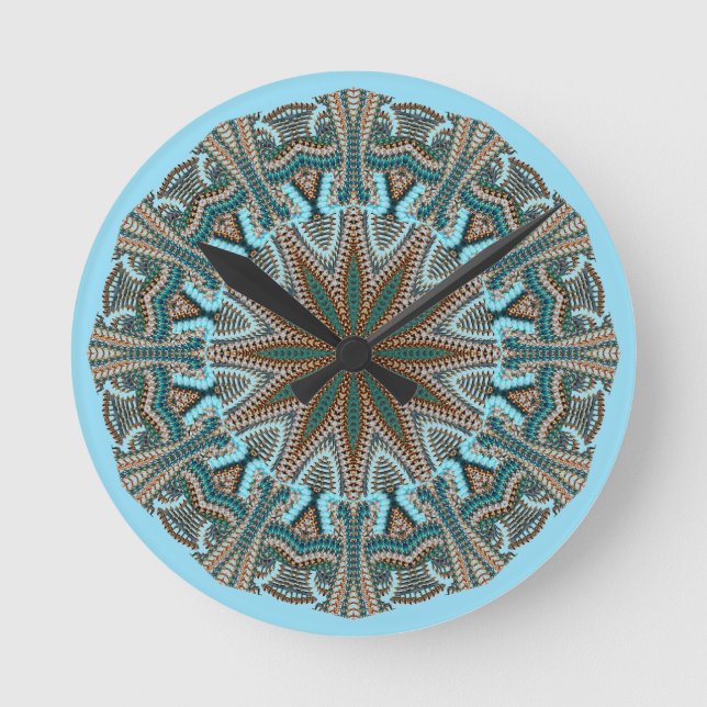 Horloge Ronde Conception turquoise de Faux-knit (Recto)