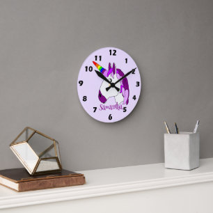 Horloge Ronde Conception Unicorn personnalisée