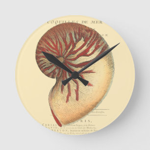 Horloge Ronde Conque rouge vintage Shell