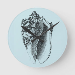 Horloge Ronde Conque Shell d'Aqua