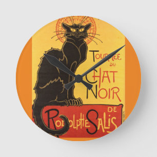 Horloge Ronde Conversation Noir Steinlen Belle Epoque Art Vintag