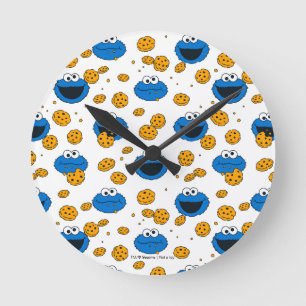 Horloge Ronde Cookie Monster C is for Cookie Pattern