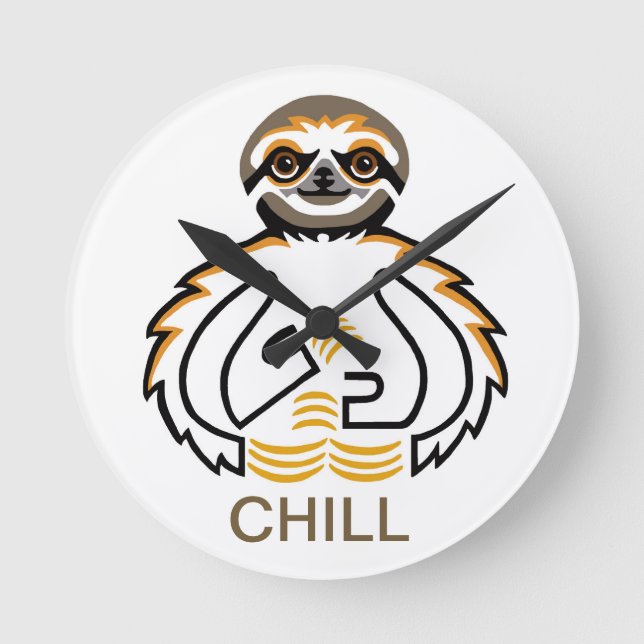 Horloge Ronde Cool Chill SLOTH- Conservation -nature 24h/24 (Recto)