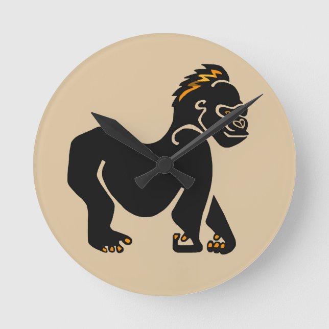 Horloge Ronde Cool GORILLA -Amoureux des animaux- Ape- Primate (Recto)
