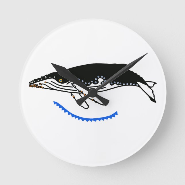 Horloge Ronde Cool graphique Baleine à bosse - Faune - Marine (Recto)