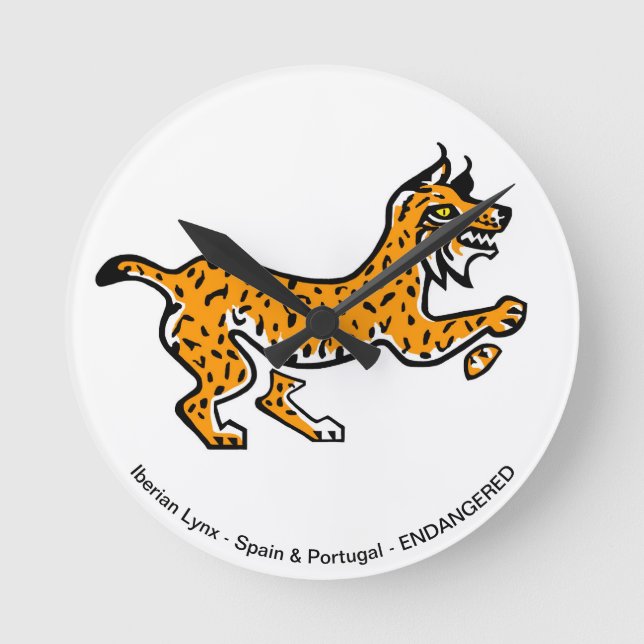 Horloge Ronde Cool Ibérique LYNX - Animal en voie de disparition (Recto)