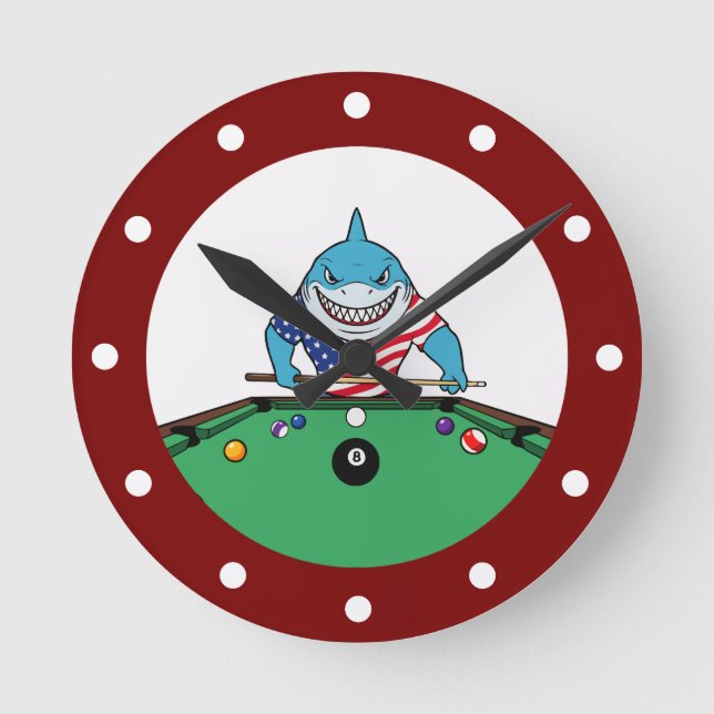 Horloge Ronde Cool Man Cave Pool Shark Wall Clocks (Recto)