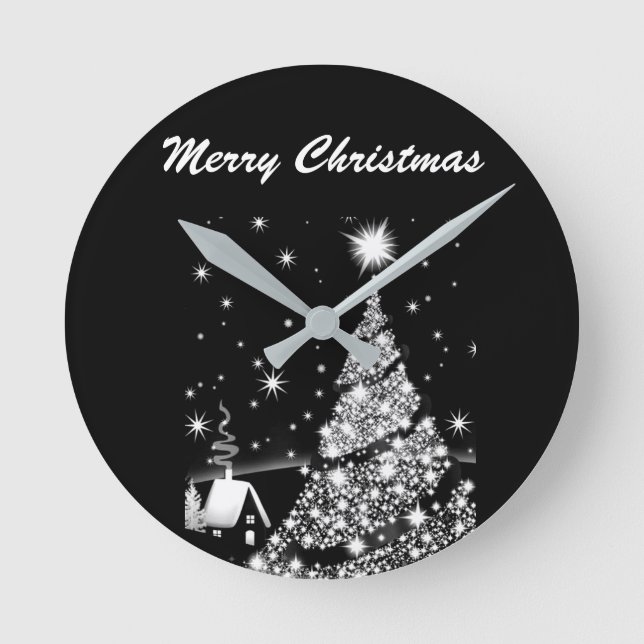 HORLOGE RONDE **COOL NOIR ET BLANC NOËL** FERMER (Recto)