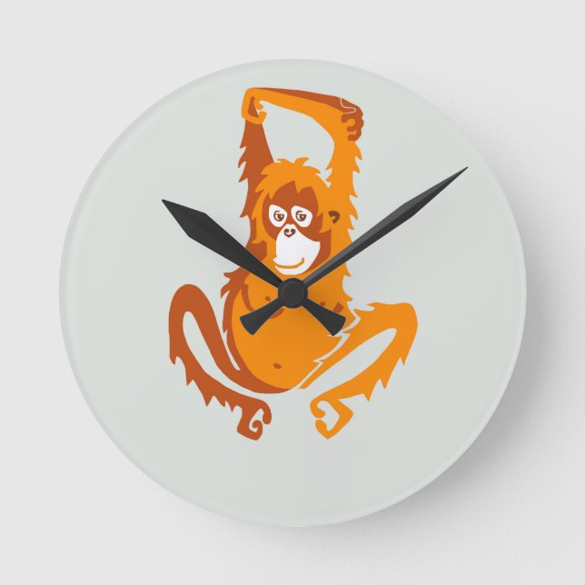 Horloge Ronde Cool ORANGUTAN - Animal en voie de disparition - (Recto)