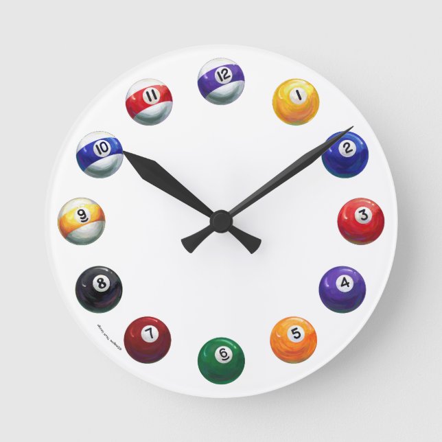 Horloge Ronde Cool Pool Balls (Recto)