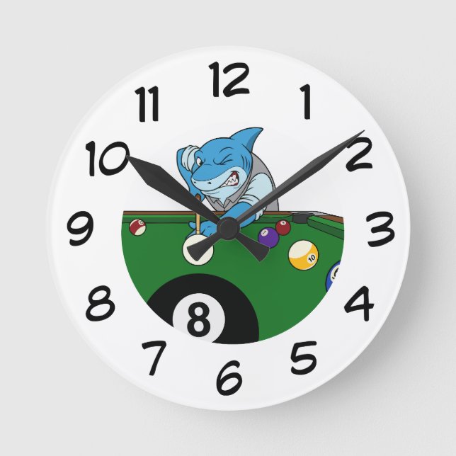 Horloge Ronde Cool Pool Shark Man Cave Wall Clocks (Recto)