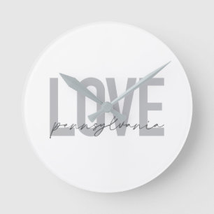 Horloge Ronde Cool, simple, design moderne Love Pennsylvania