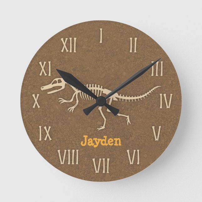 Horloge Ronde Cool Velociraptor Dinosaur Bones For Boys (Recto)
