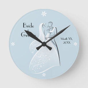 Horloge Ronde Coordination bleue de danseurs de mariage de