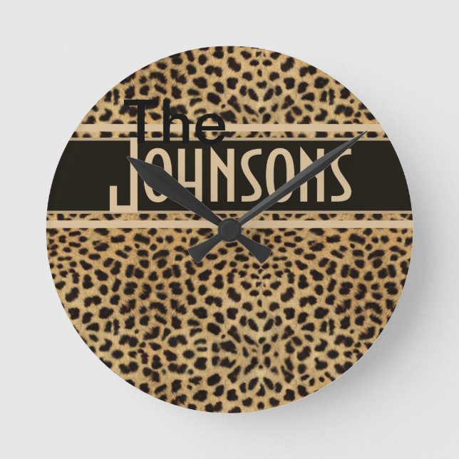 Horloge Ronde Copie de peau de tache de léopard personnalisée (Recto)
