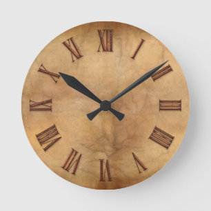 Horloge Ronde Copper on Parchment-Effect Art Clock