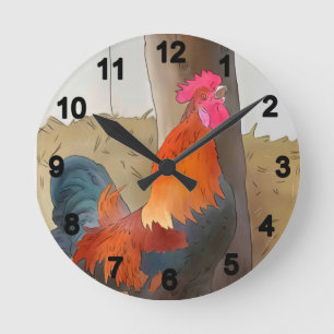 Horloge Ronde coq chantant