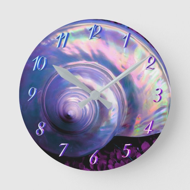 Horloge Ronde Coquillages tropicaux opalescent mère de perle loo (Recto)