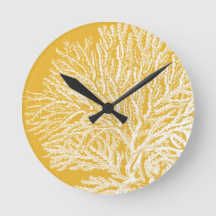 Horloge Ronde Corail jaune et blanc
