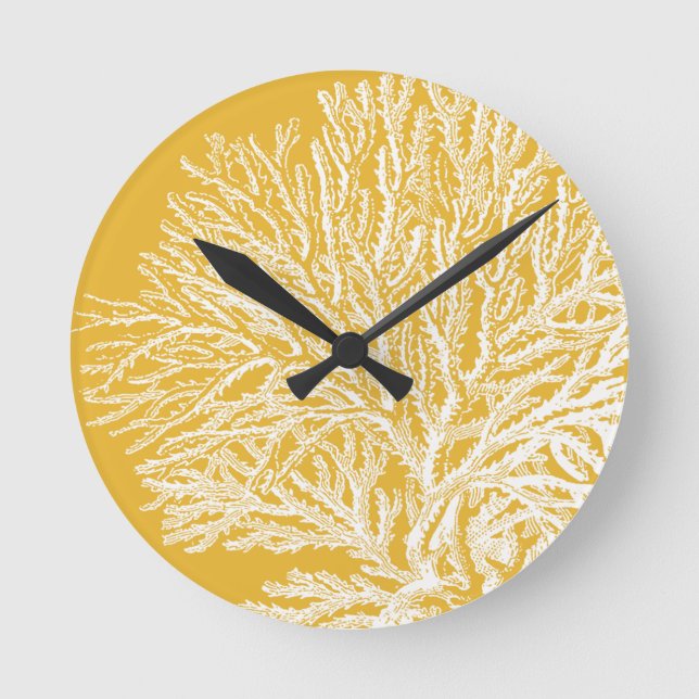 Horloge Ronde Corail jaune et blanc (Recto)