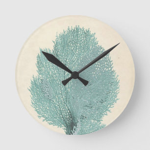 Horloge Ronde Corail magnifique de turquoise/Aqua
