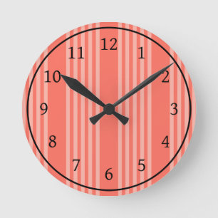 Horloge Ronde Corail vivant cinq bandes motif