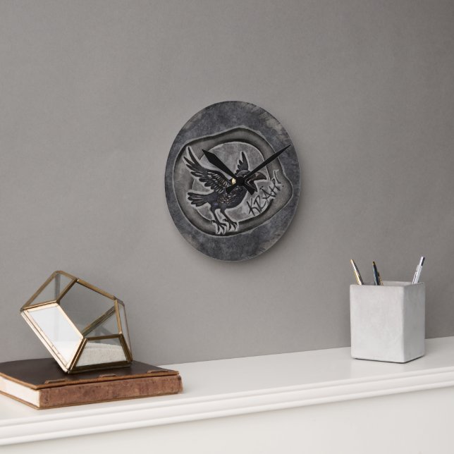 Horloge Ronde Corbeau Crow Rabe appelle KREUH ! (Bureau)