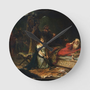 Horloge Ronde Cordelia et Roi Lear (huile sur la toile)