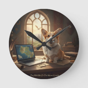 Horloge Ronde Corgi et Souris