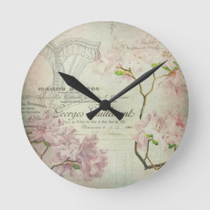 Horloge Ronde Corset minable de fleurs de manuscrit français