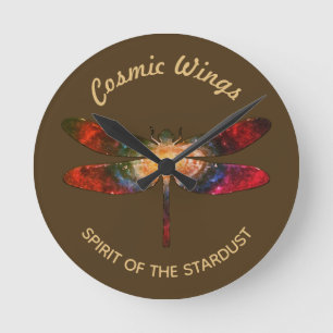 Horloge Ronde Cosmic Dragonfly • Galaxy Wings (SANS CHIFFRES)