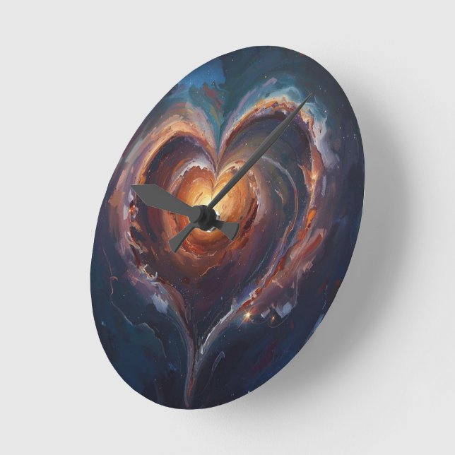 Horloge Ronde Cosmic Heart Galaxy Love Art – Universe Romance  (Angle)