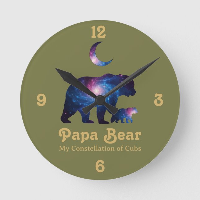 Horloge Ronde Cosmic Papa Bear & Cub (Recto)