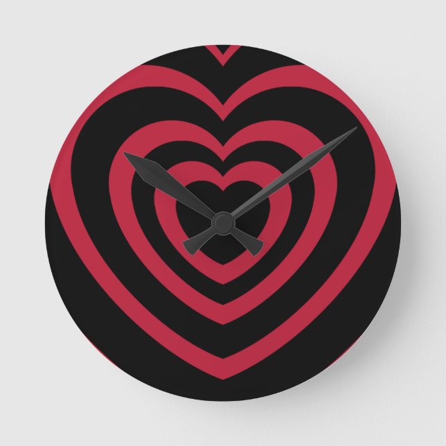 Horloge Ronde Couche rouge et noir Coeur esthétique (Recto)