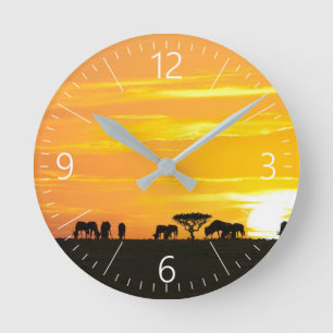 Horloge Ronde Coucher de soleil au Serengeti
