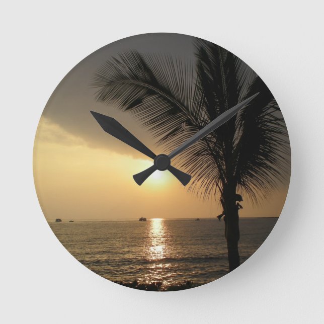 Horloge Ronde Coucher de soleil de l'océan de l'île d'Hawaii (Recto)