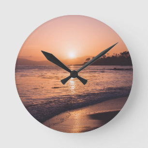 Horloge Ronde Coucher de soleil magnifique sur la plage