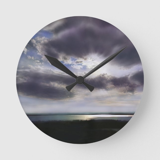 Horloge Ronde Coucher de soleil sur le lac (Recto)
