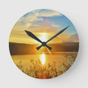 Horloge Ronde Coucher de soleil sur le lac Arrowhead