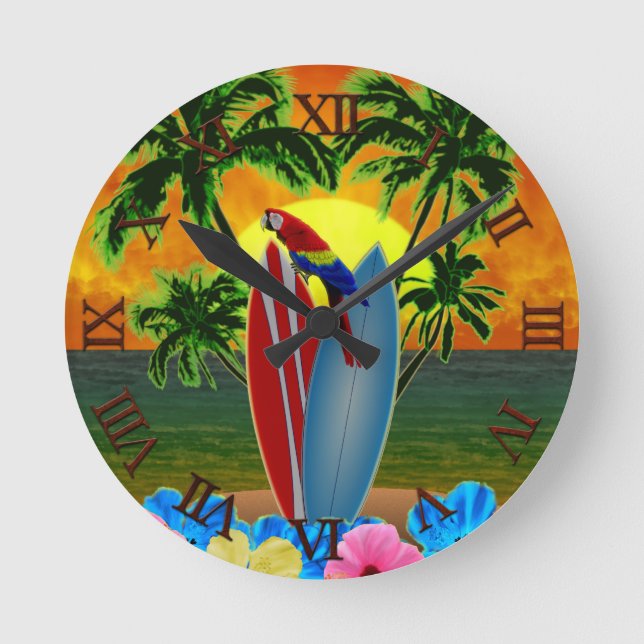Horloge Ronde Coucher de soleil tropical (Recto)