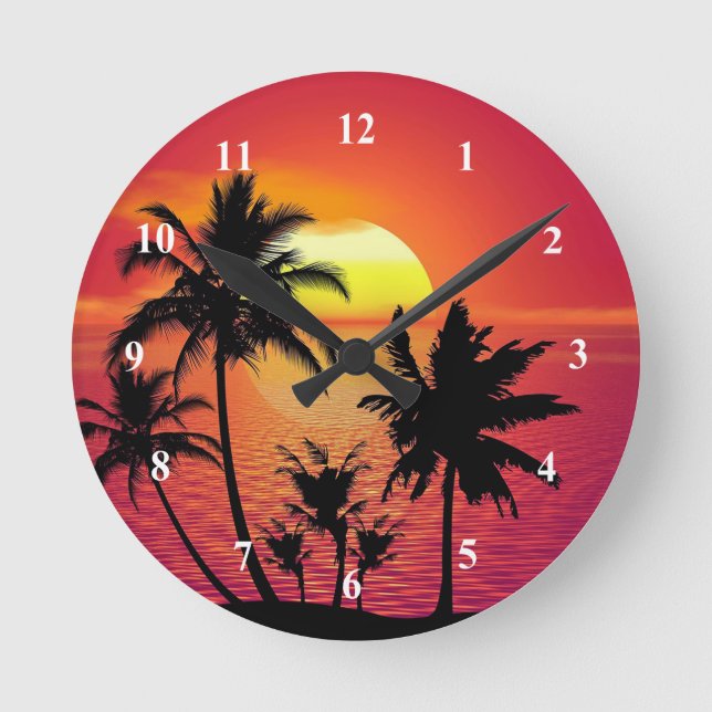 Horloge Ronde Coucher de soleil tropical (Recto)