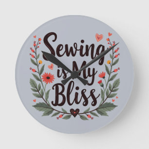 Horloge Ronde Coudre Est Mon Bliss Typographie Florale Art