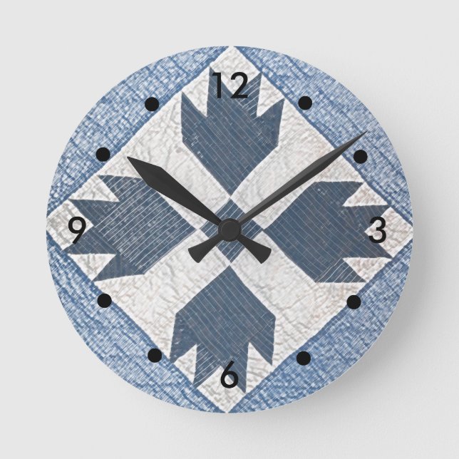 Horloge Ronde Couette bleue et blanche (Recto)